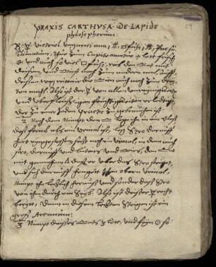Praxis carthusiana de lapide philosophorum, dt.