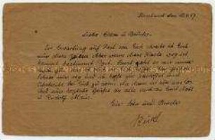 Vordruck-Postkarte aus einem sowjetischen Kriegsgefangenenlager an die Familie in Dortmund - Personenkonvolut