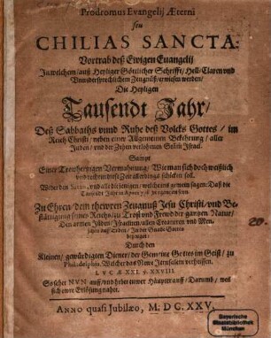 Prodromus evangelii aeterni, seu chilias sancta