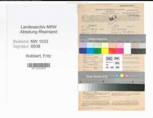 Entnazifizierung Fritz Kobbert , geb. 03.02.1899 (Polizeibeamter)