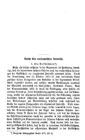 Bericht über mathematischen Unterricht