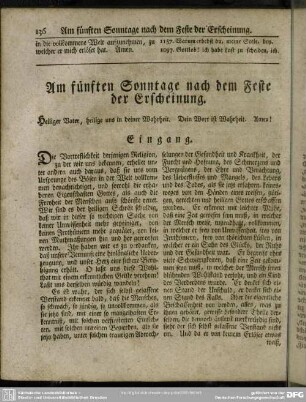 Am fünften Sonntage nach dem Feste der Erscheinung