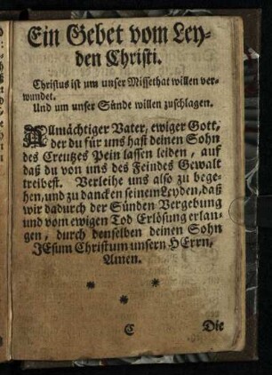 Ein Gebet vom Leyden Christi