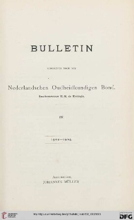4: Bulletin van den Nederlandschen Oudheidkundigen Bond