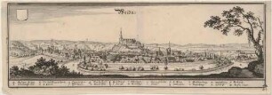 Panorama-Stadtansicht von Weida mit der Osterburg bei Gera in Thüringen, aus Merians Topographia Superioris Saxoniae