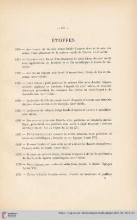 Étoffes (Nr. 1260 - 1283)