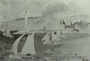 Segelboote vor der Hafeneinfahrt