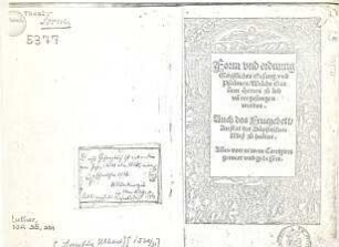 Form vnd ordnung Gaystlicher Gesang vnd Psalmen, Welche Got dem Herren zu lob vn[d] eer gesungen werden