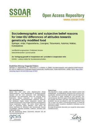 Sociodemographic and subjective belief reasons for inter-EU differences of attitudes towards genetically modified food