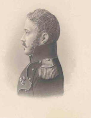 Fidel von Baur-Breitenfeld, Oberst und Kommandeur des Regiments, Brustbild (Profil)