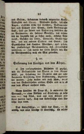 §. 12. Entfernung des Unnützen aus dem Körper.