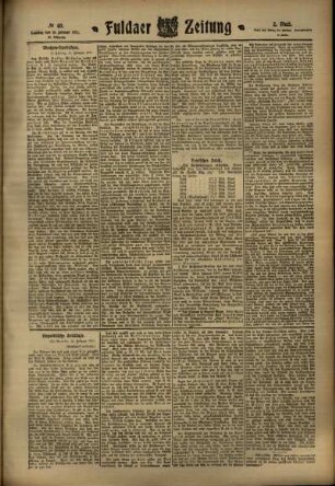 Zweite Ausgabe vom Samstag, den 18. Februar 1911.
