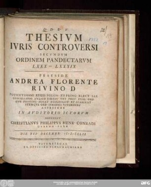 Thesivm Ivris Controversi Secvndvm Ordinem Pandectarum LXXX-LXXXIX