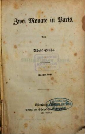 Zwei Monate in Paris : von Adolf Stahr, 2