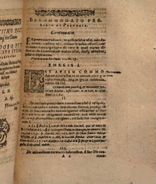 Theses Disputationis Quintae Tertiae partis ff. De Commodato Precario Et Precaria Ex iure Pontificio