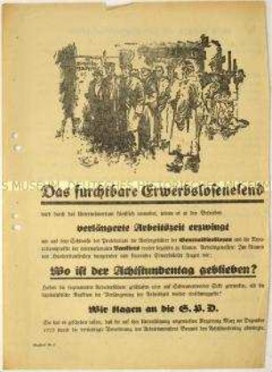 Flugblatt der NSDAP zur Arbeitslosigkeit und Aufruf zum Beitritt