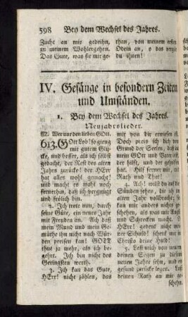 IV. Gesänge in besondern Zeiten und Umständen