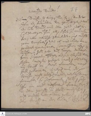 Brief von Johann Hieronymus Wiegleb an August Hermann Francke.