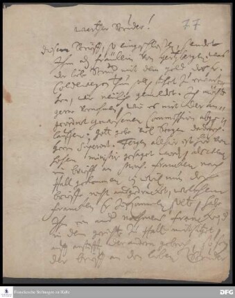 Brief von Johann Hieronymus Wiegleb an August Hermann Francke.