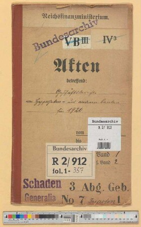 Kriegsschäden der Hypothekenbanken in den an Polen abgetretenen Gebieten.- Geschäftsberichte: Bd. 1