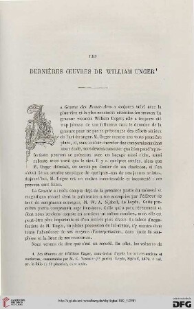 2. Pér. 21.1880: Les dernières oeuvres de William Unger