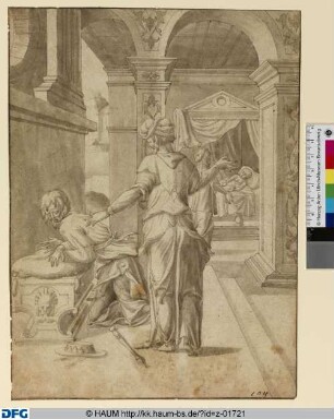 Ungedeutete Szene (Traum eines Königs?, Traum Josephs nach Matth. 1, 20?)