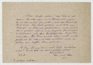 Briefkarte, sog. Solus-Karte von Johannes Baader an Elfriede Hausmann. [Plessow oder Berlin]