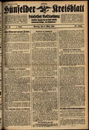 Erste Ausgabe vom Montag, den 08. März 1937.