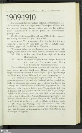 Geschäftsbericht 1909/1910