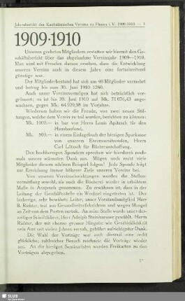Geschäftsbericht 1909/1910