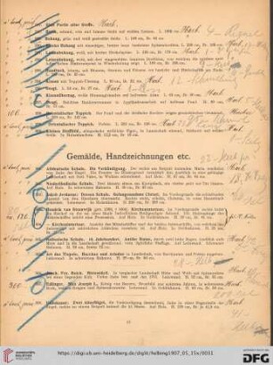 Gemälde, Handzeichnungen etc. (Nr.301-363)
