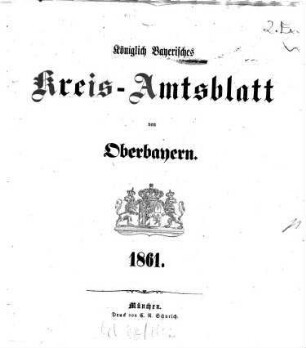 Königlich-bayerisches Kreis-Amtsblatt von Oberbayern. 1861