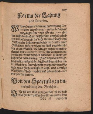 Forma der Ladung und Citation.