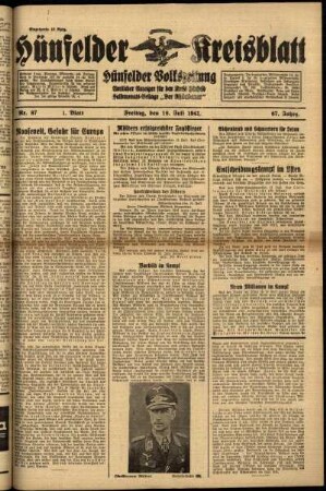 Erste Ausgabe vom Freitag, den 18. Juli 1941.