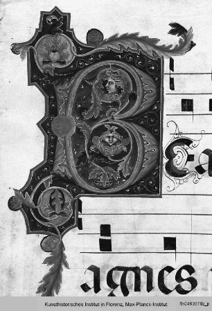 Antifonarium S aus San Domenico, Perugia : Initale B mit anthropomorpher Ornamentik