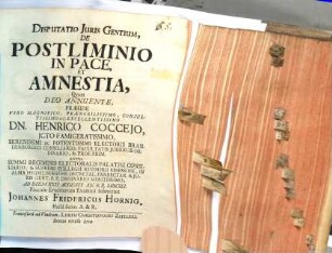 Disputatio iuris gentium de postliminio in pace, et amnestia