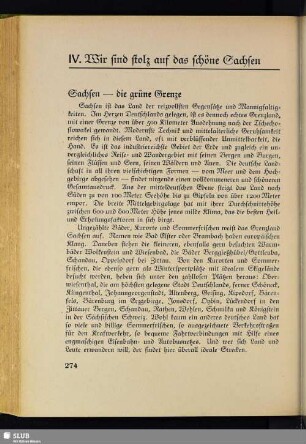 IV. Wir sind stolz auf das schöne Sachsen