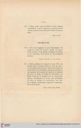 Pendules (Nr. 142 - 148)