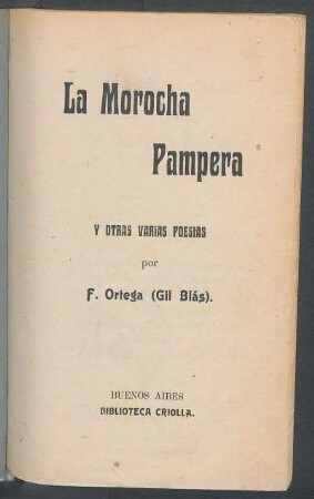 La morocha pampera y otras varias poesias