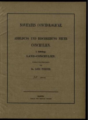 Novitates Conchologicae. Abildung und Beschreibung Neuer Conchylien. I. Abtheilung: Land-Conchylien. 38. Lieferung.