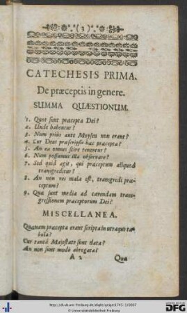 Catechesis Prima. De praeceptis in genre.