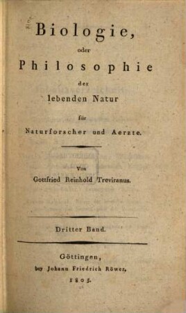 Biologie, oder Philosophie der lebenden Natur für Naturforscher und Ärzte, 3
