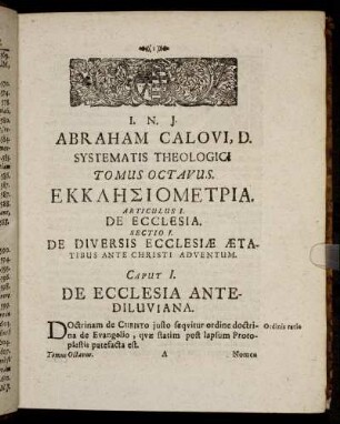 Articulus I. De Ecclesia.