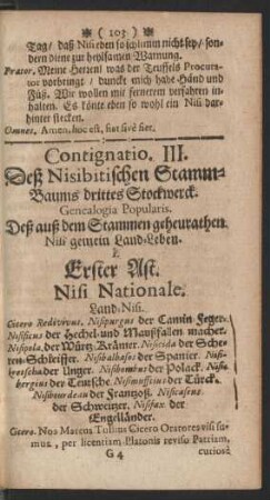 Contignatio. III. Deß Nisibitischen Stamm-Baums drittes Stockwerck. Genealogia Popularis.