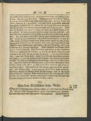 III. Von dem Sächsischen Lehn-Recht