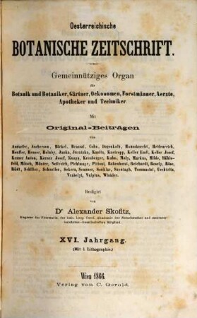 Österreichische botanische Zeitschrift, 16. 1866