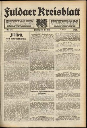 Ausgabe vom Freitag, den 21. Mai 1915.