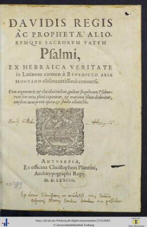 Davidis Regis Ac Prophetae Aliorvmqve Sacrorvm Vatvm Psalmi