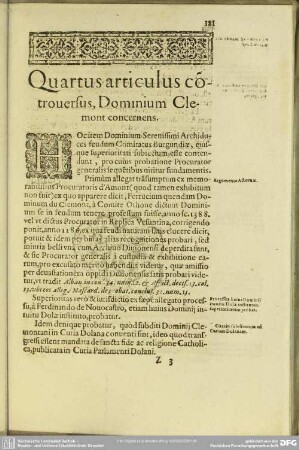 Quartus articulus controversus, Dominium Clemont concernens