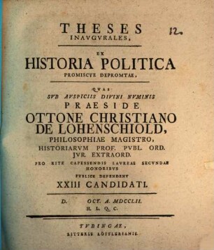 Theses inaugurales ex historia politica promiscue depromtae